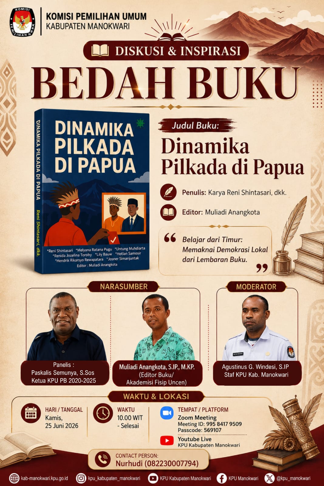 Menjadi Narasumber di Bedah Buku KPU Manokwari